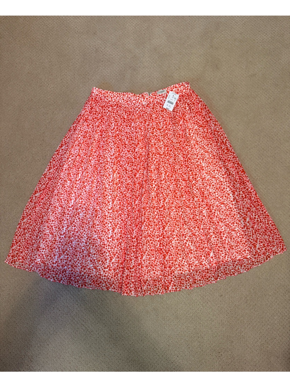 NEW! J. Crew Floral Poppy Red/Orange Midi Skirt Size 8